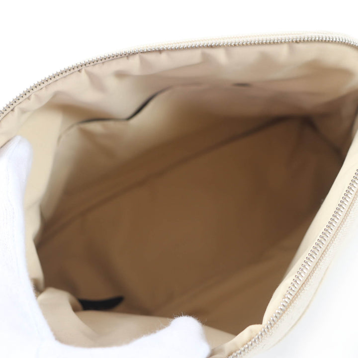 Very Good HERMES Pouch Bored pouch H logo embroidered ZIP natural cotton Women
