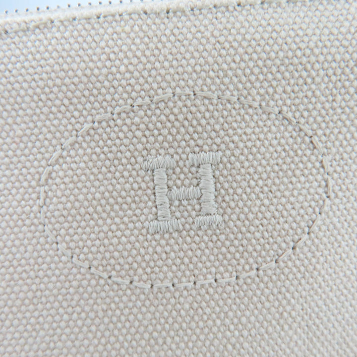 Very Good HERMES Pouch Bored pouch H logo embroidered ZIP natural cotton Women