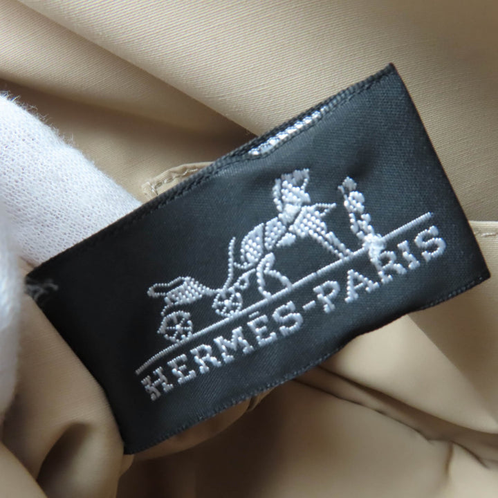 Very Good HERMES Pouch Bored pouch H logo embroidered ZIP natural cotton Women