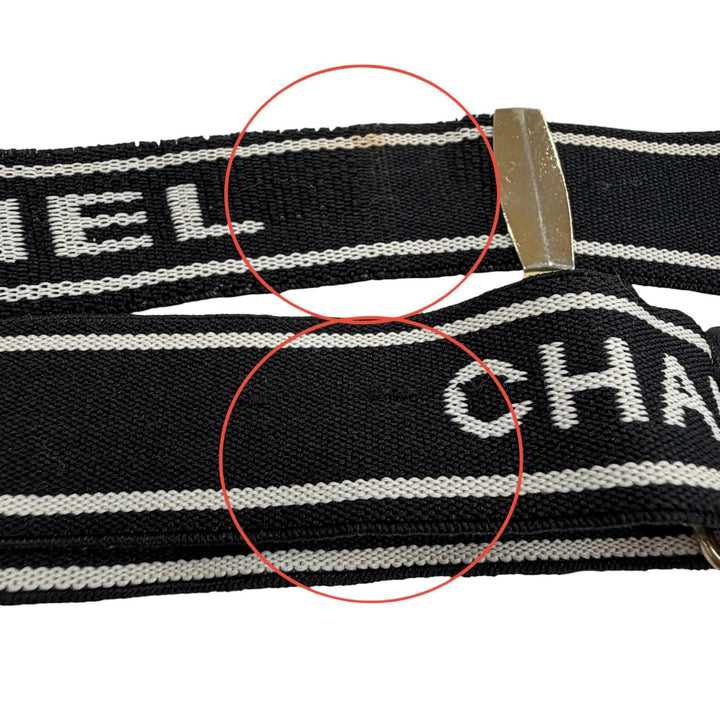 Great CHANEL suspenders black leather Women