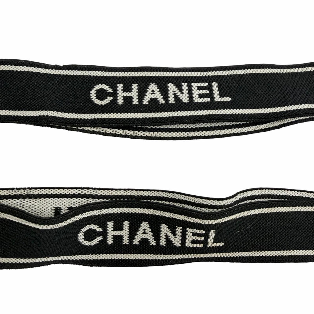 Great CHANEL suspenders black leather Women