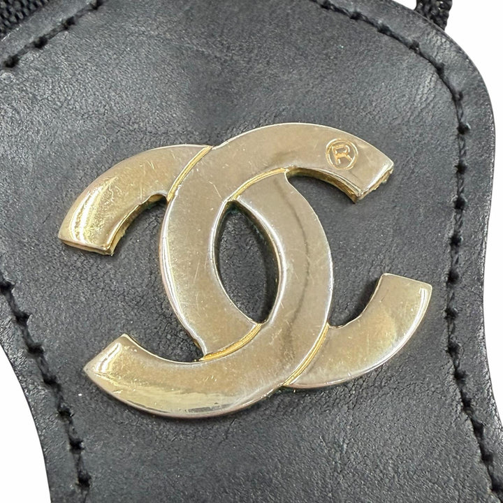 Great CHANEL suspenders black leather Women