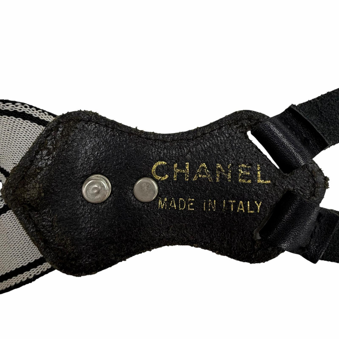 Great CHANEL suspenders black leather Women