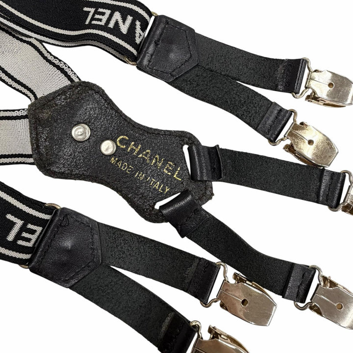 Great CHANEL suspenders black leather Women