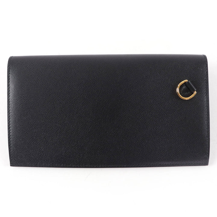 Excellent HERMES Purse Kelly Pocket Long black Epsom Leather Women
