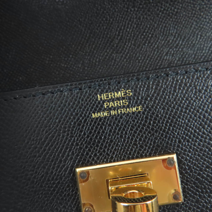 Excellent HERMES Purse Kelly Pocket Long black Epsom Leather Women