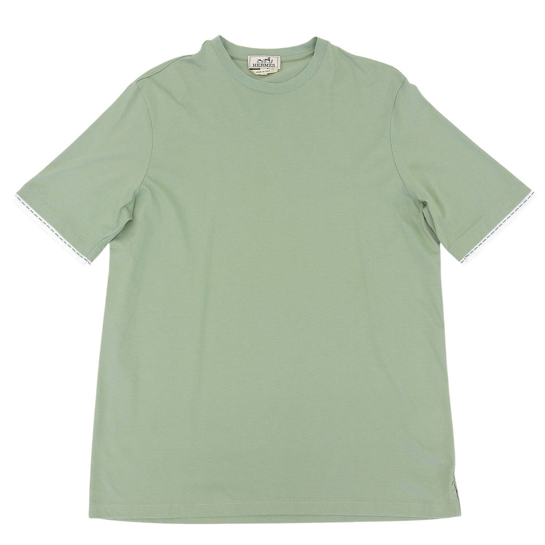 Great HERMES Short sleeve T-shirt Saddle stitch design green cotton mens M