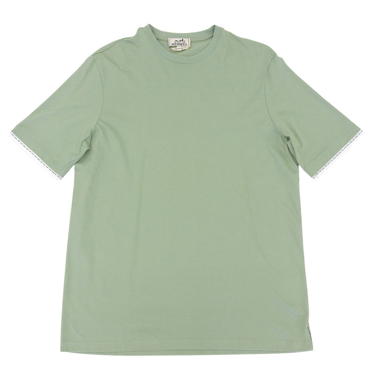 Great HERMES Short sleeve T-shirt Saddle stitch design green cotton mens M