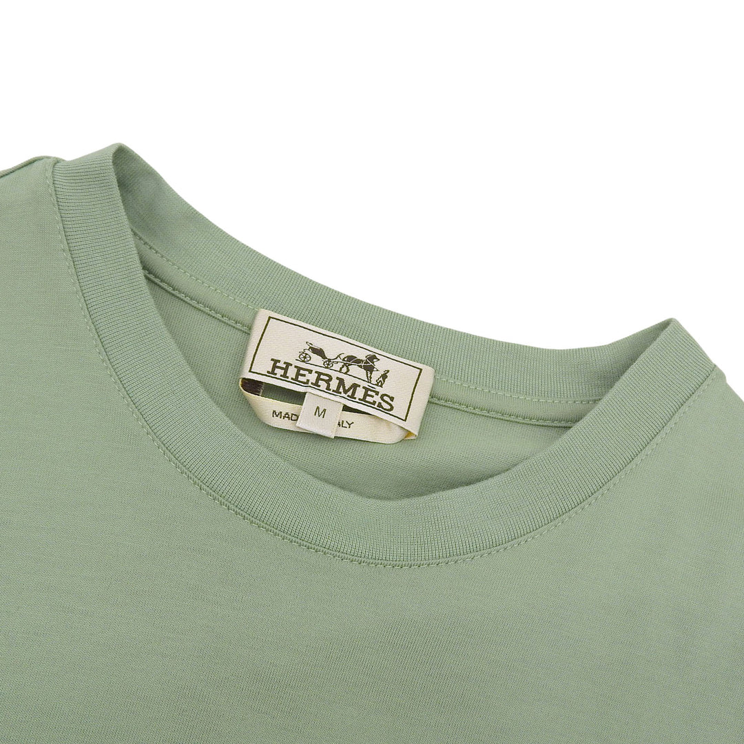 Great HERMES Short sleeve T-shirt Saddle stitch design green cotton mens M