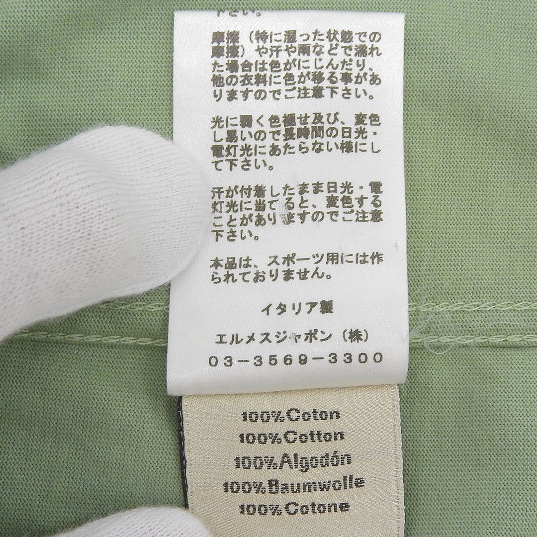 Great HERMES Short sleeve T-shirt Saddle stitch design green cotton mens M