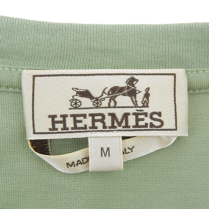 Great HERMES Short sleeve T-shirt Saddle stitch design green cotton mens M