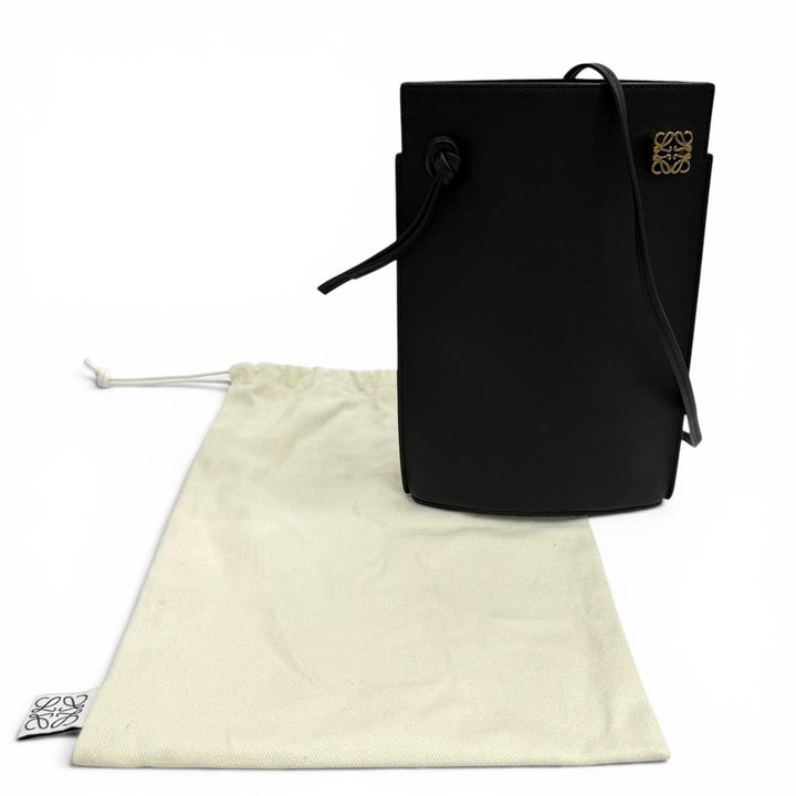 Excellent LOEWE Shoulder Bag Dice Pocket Anagram black Classic calf C630R12X01