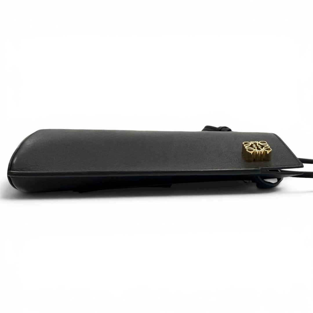 Excellent LOEWE Shoulder Bag Dice Pocket Anagram black Classic calf C630R12X01