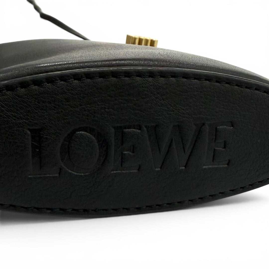 Excellent LOEWE Shoulder Bag Dice Pocket Anagram black Classic calf C630R12X01