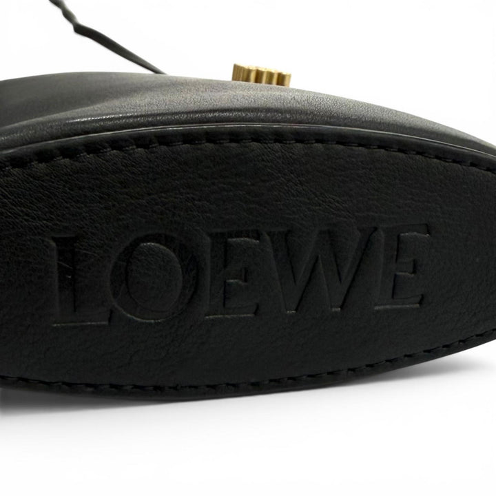 Excellent LOEWE Shoulder Bag Dice Pocket Anagram black Classic calf C630R12X01