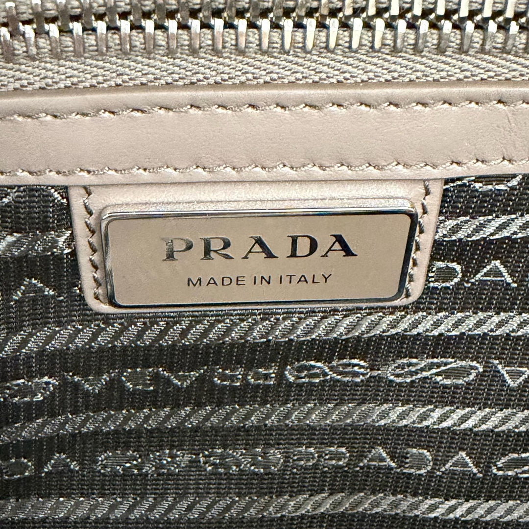 Excellent PRADA Shoulder Bag Triangle logo trick charm on leather 2VH181