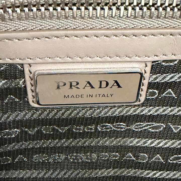 Excellent PRADA Shoulder Bag Triangle logo trick charm on leather 2VH181