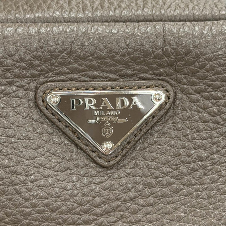 Excellent PRADA Shoulder Bag Triangle logo trick charm on leather 2VH181