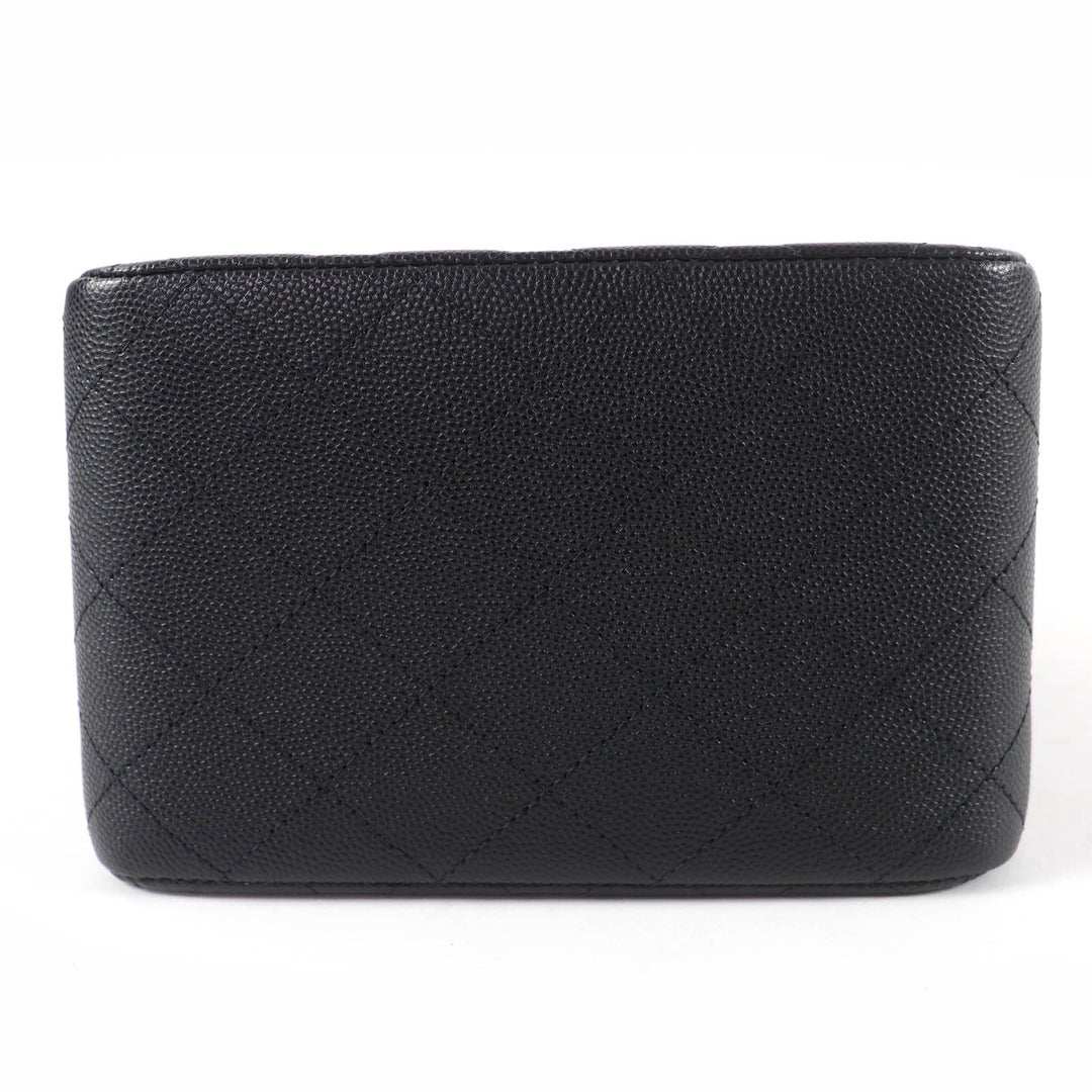 Pristine CHANEL Matelassé COCO Mark Mini Bucket Chain Shoulder Bag black AS3176