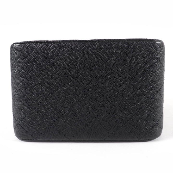Pristine CHANEL Matelassé COCO Mark Mini Bucket Chain Shoulder Bag black AS3176