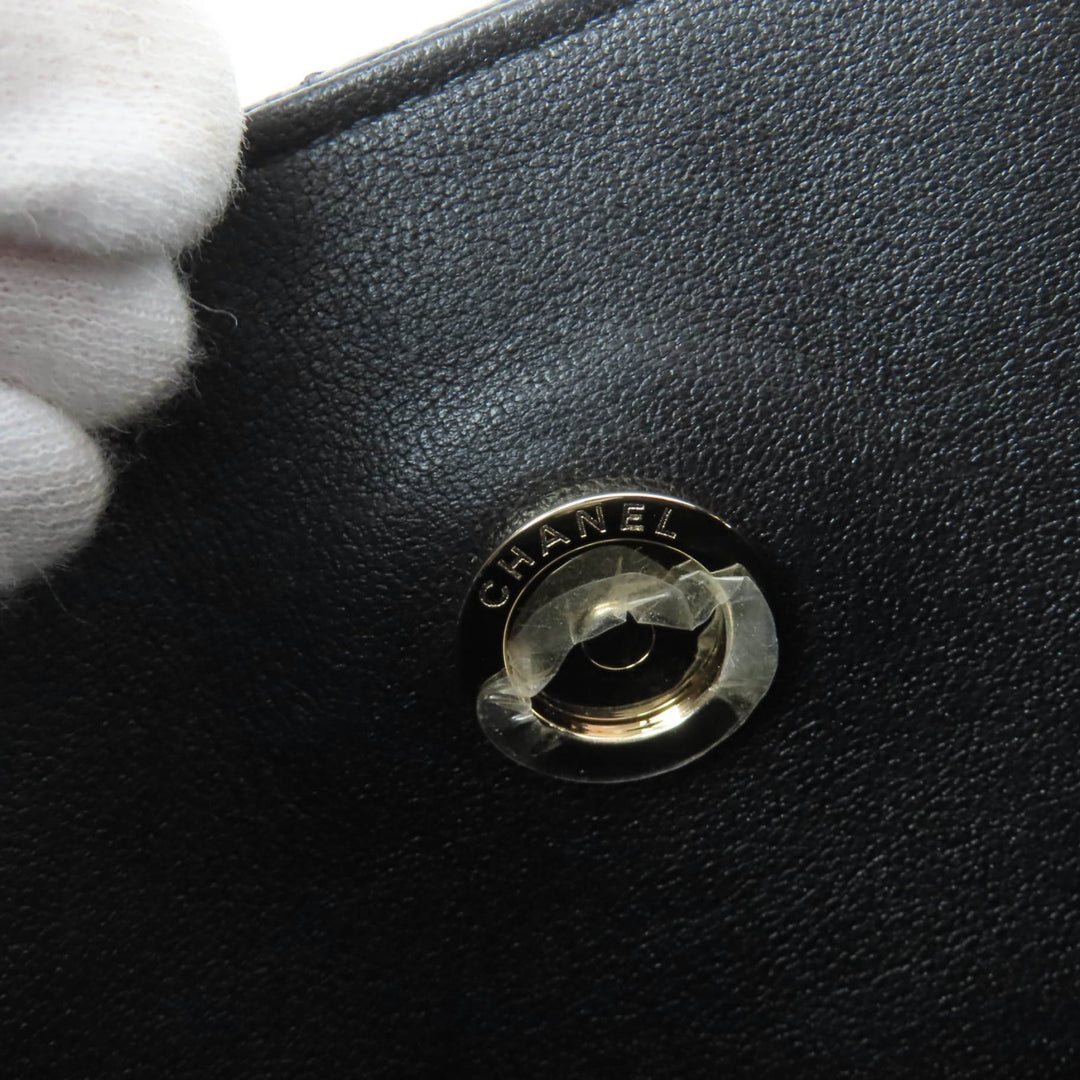 Pristine CHANEL Matelassé COCO Mark Mini Bucket Chain Shoulder Bag black AS3176