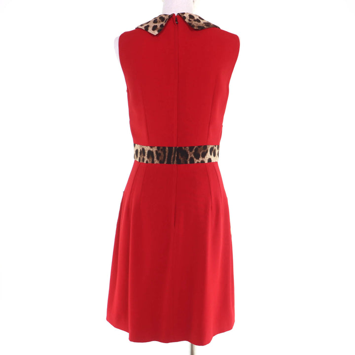 Great DOLCE&GABBANA one piece Leopard Pattern Sleeveless Red Women 40 F6E7RT