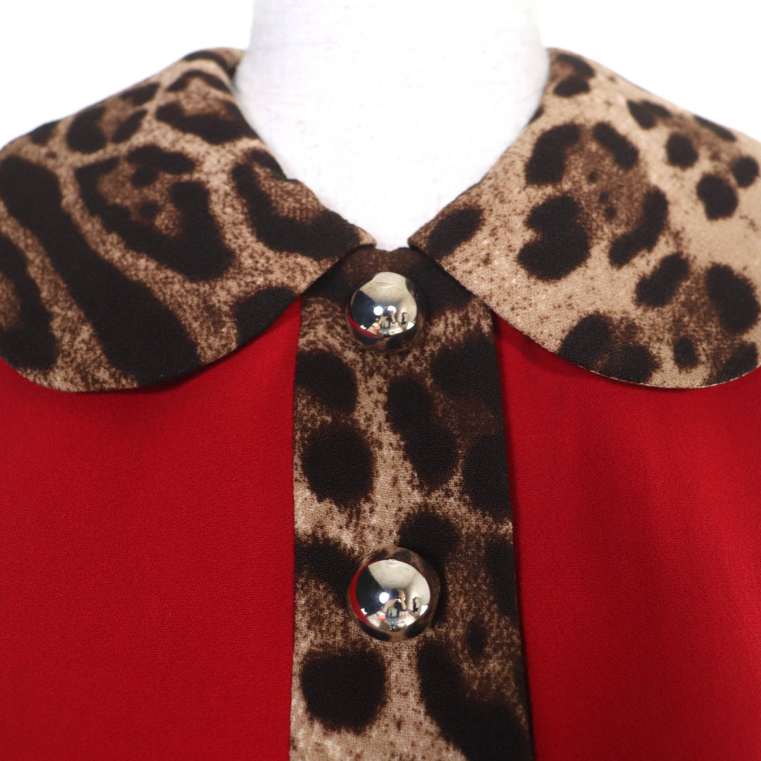 Great DOLCE&GABBANA one piece Leopard Pattern Sleeveless Red Women 40 F6E7RT