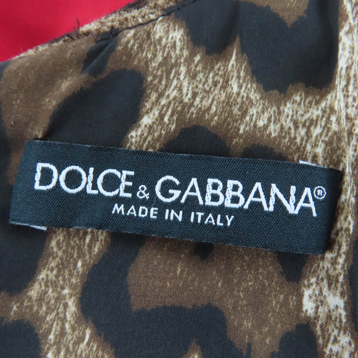 Great DOLCE&GABBANA one piece Leopard Pattern Sleeveless Red Women 40 F6E7RT