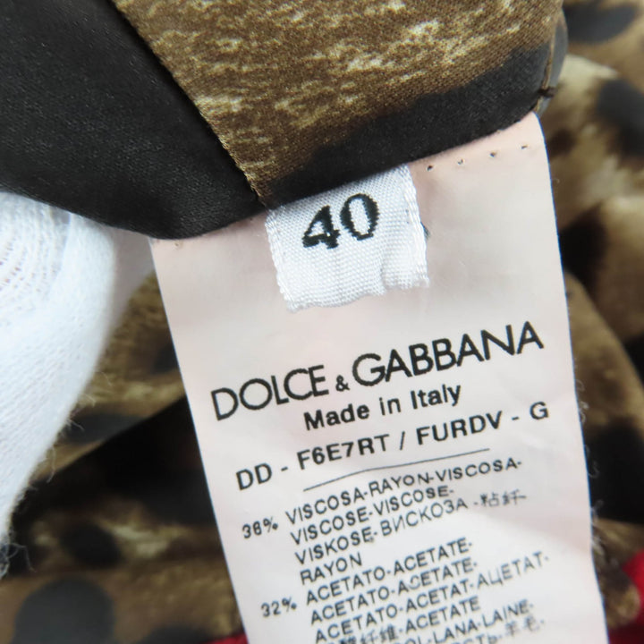 Great DOLCE&GABBANA one piece Leopard Pattern Sleeveless Red Women 40 F6E7RT