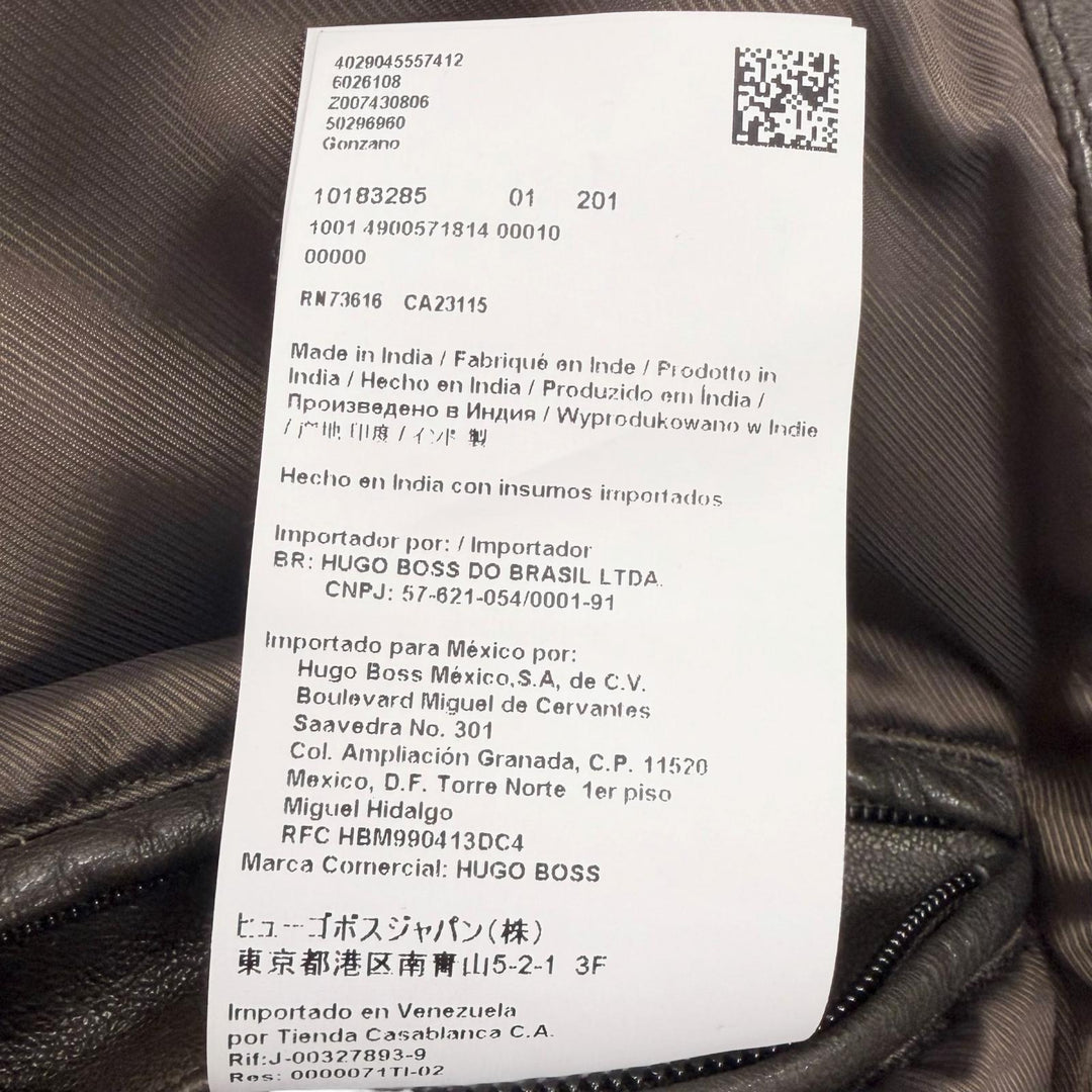 Very Good HUGO BOSS Leather jacket Brown Lamb leather mens 48