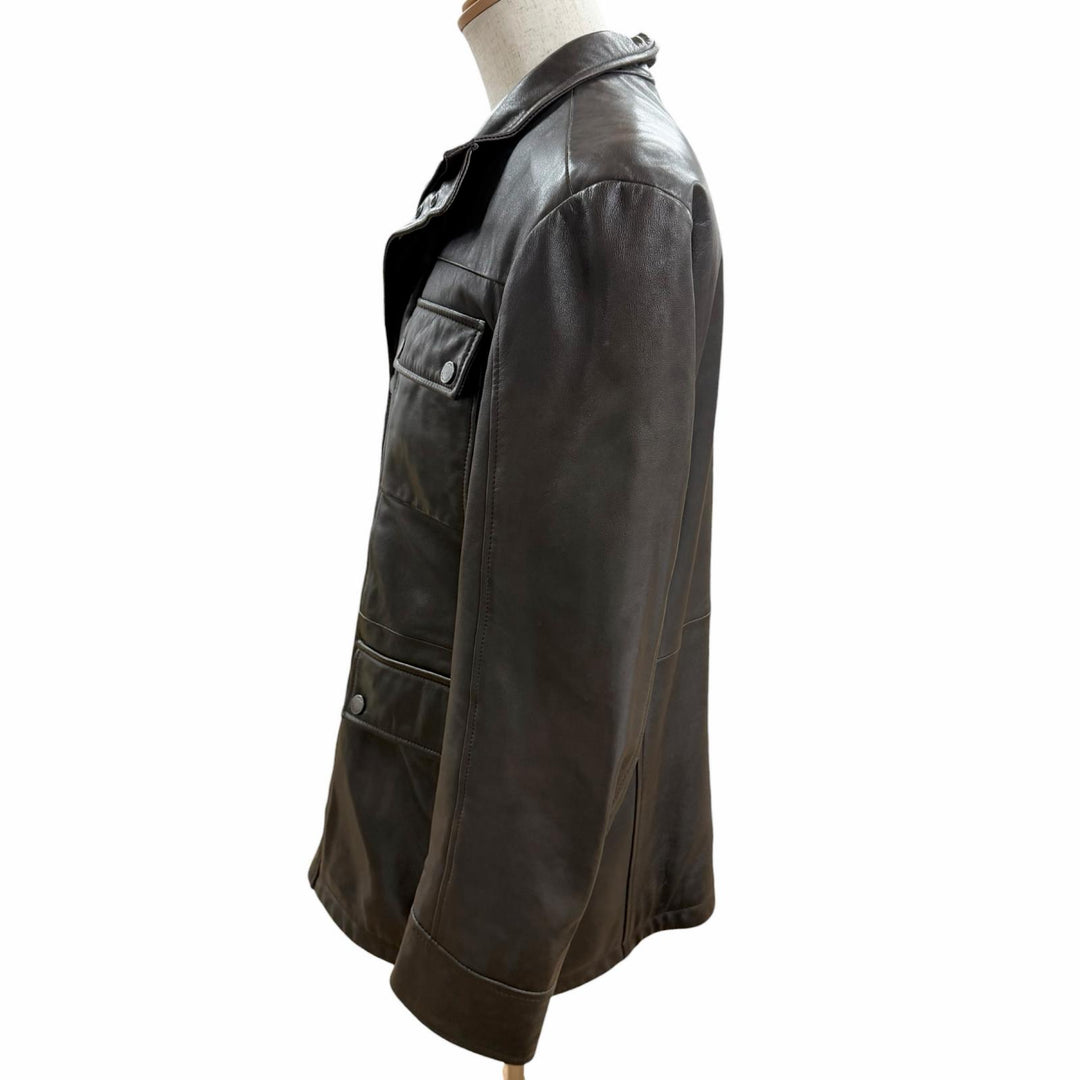 Very Good HUGO BOSS Leather jacket Brown Lamb leather mens 48