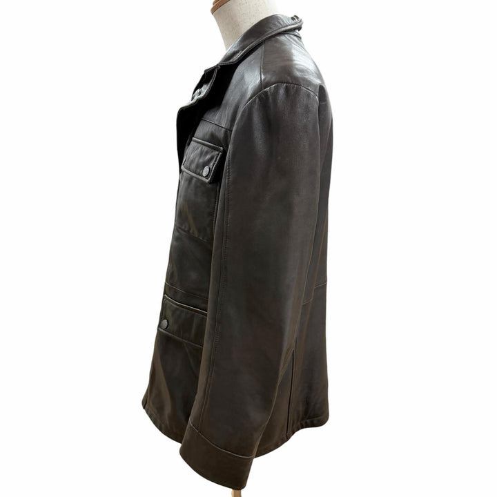 Very Good HUGO BOSS Leather jacket Brown Lamb leather mens 48