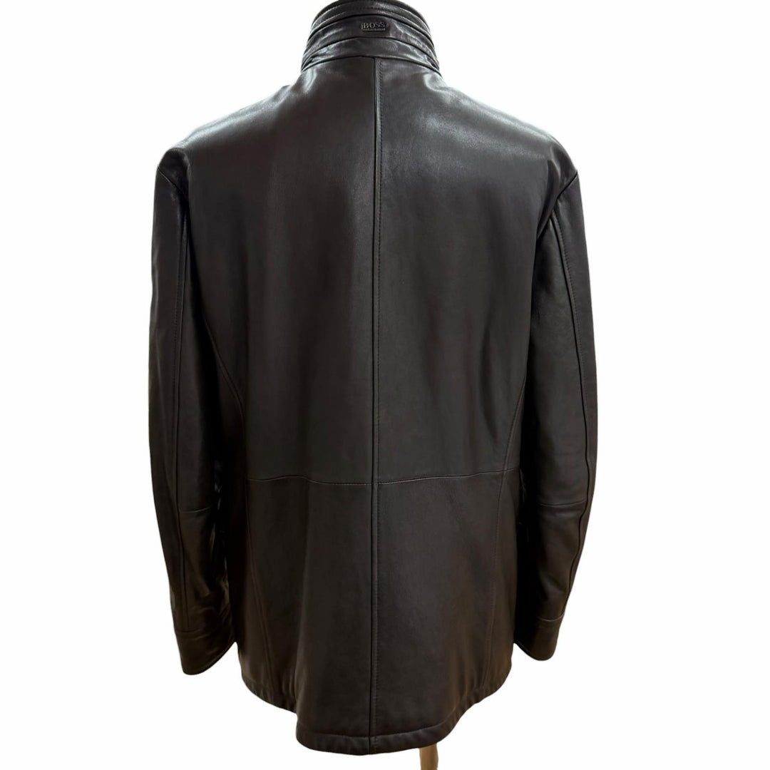 Very Good HUGO BOSS Leather jacket Brown Lamb leather mens 48