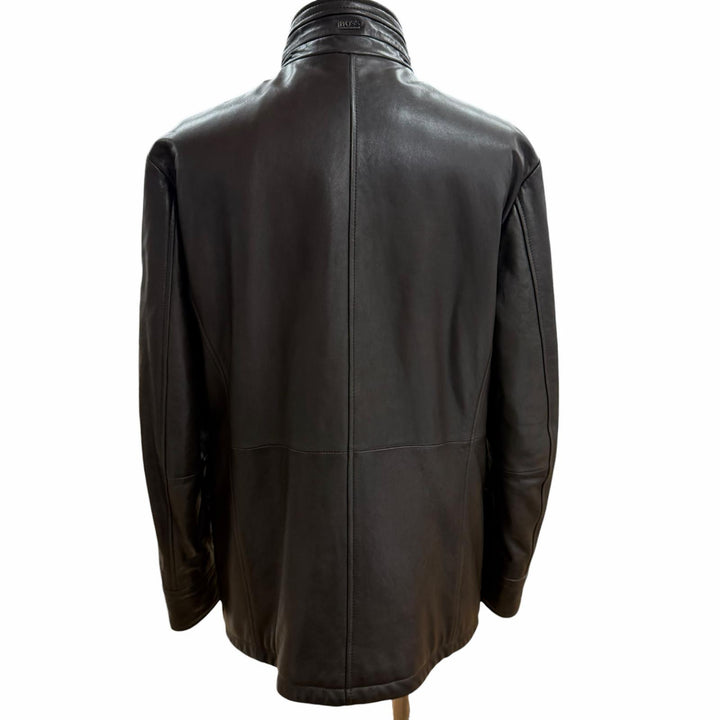 Very Good HUGO BOSS Leather jacket Brown Lamb leather mens 48