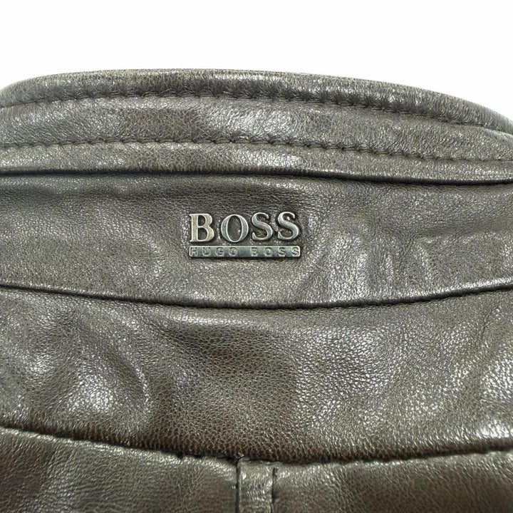 Very Good HUGO BOSS Leather jacket Brown Lamb leather mens 48