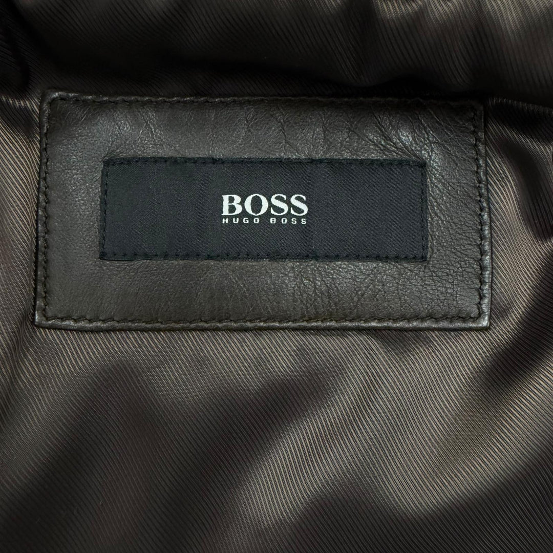 Very Good HUGO BOSS Leather jacket Brown Lamb leather mens 48