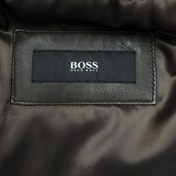 Very Good HUGO BOSS Leather jacket Brown Lamb leather mens 48