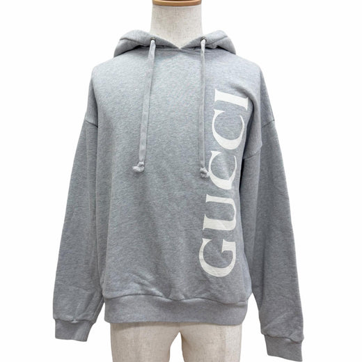 Discounted Great GUCCI hoodie Logo print pullover gray cotton