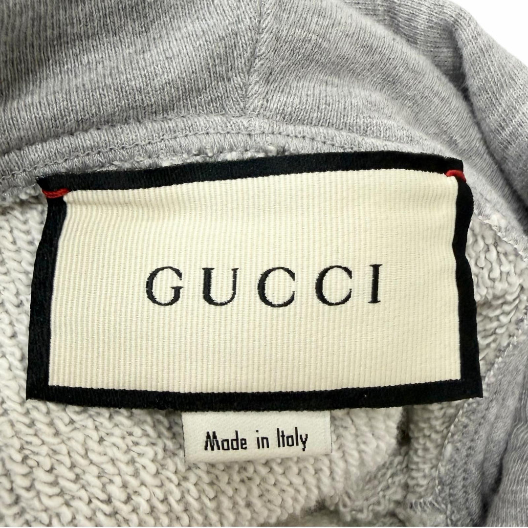 Discounted Great GUCCI hoodie Logo print pullover gray cotton