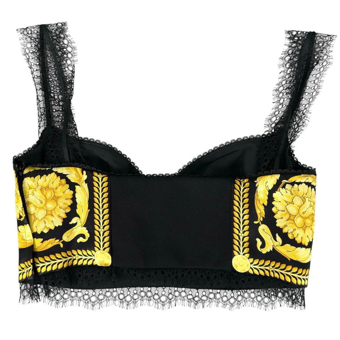 Excellent VERSACE Tube top Bustier Barocco black silk Women 38 A78760