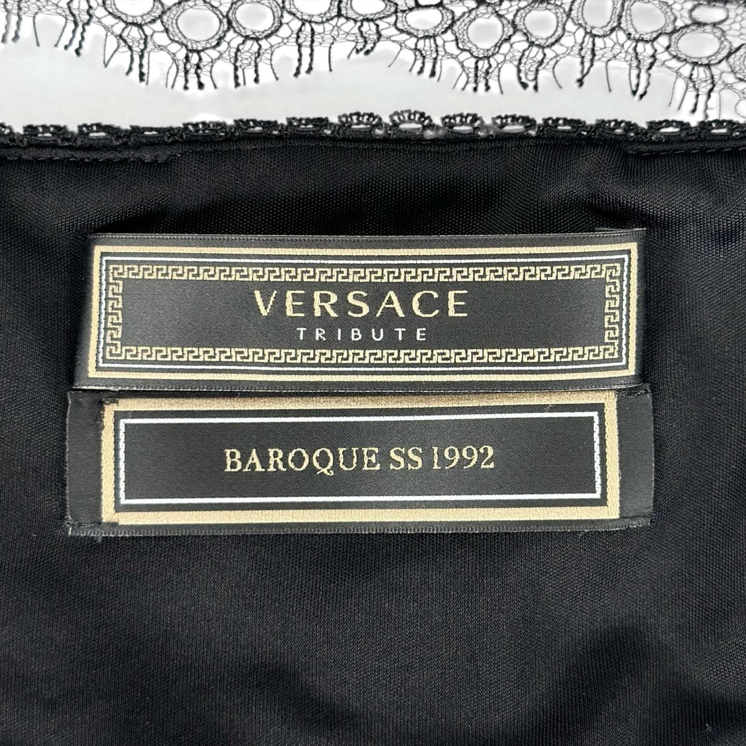 Excellent VERSACE Tube top Bustier Barocco black silk Women 38 A78760