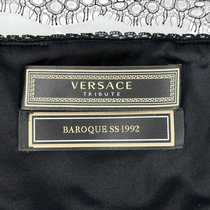 Excellent VERSACE Tube top Bustier Barocco black silk Women 38 A78760