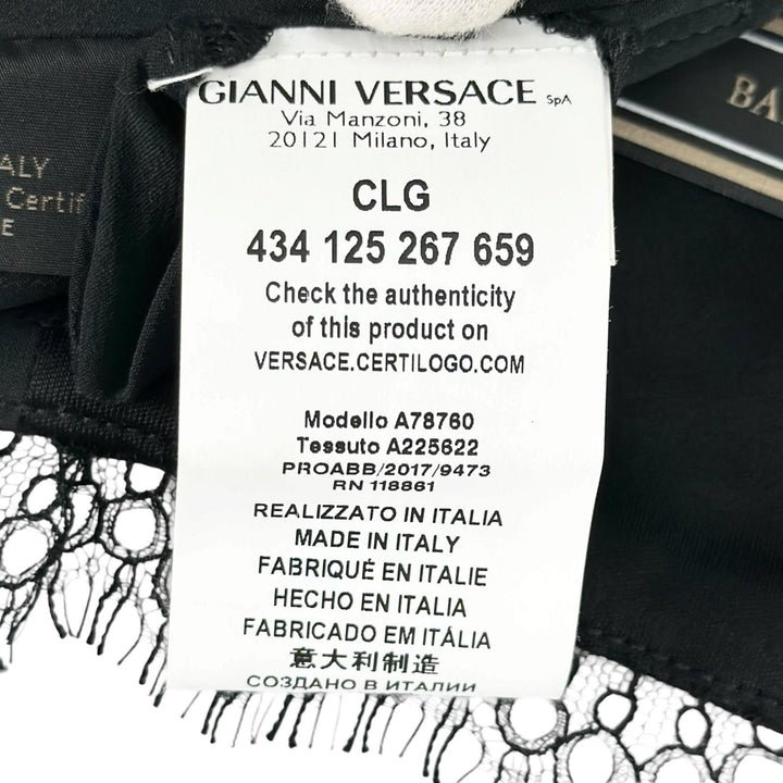 Excellent VERSACE Tube top Bustier Barocco black silk Women 38 A78760