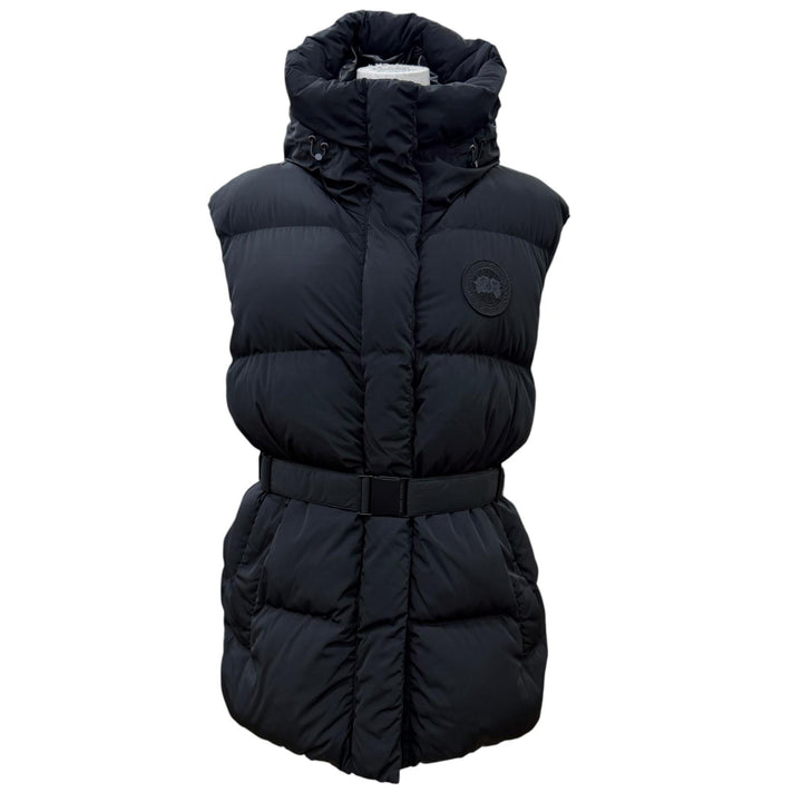 Great CANADA GOOSE Down vest RAYLA VEST Belt and hood included black XS 8813W