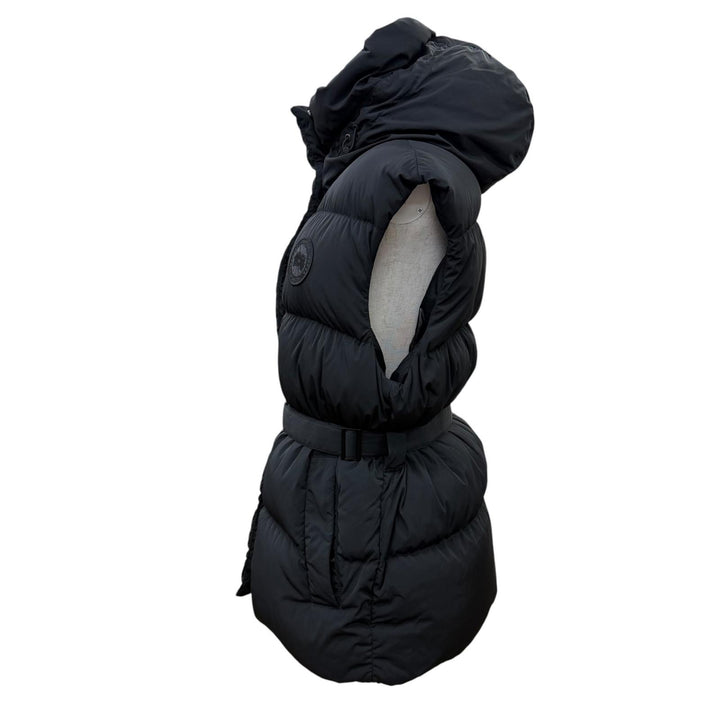 Great CANADA GOOSE Down vest RAYLA VEST Belt and hood included black XS 8813W