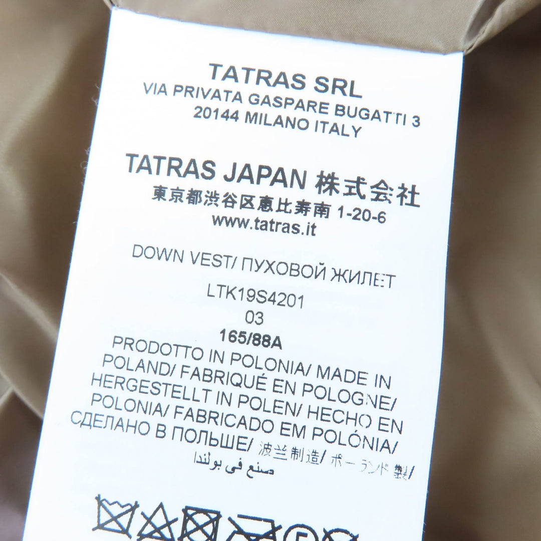Excellent TATRAS Down vest PANTELLERIA Belt and hood included beige LTK19S4201