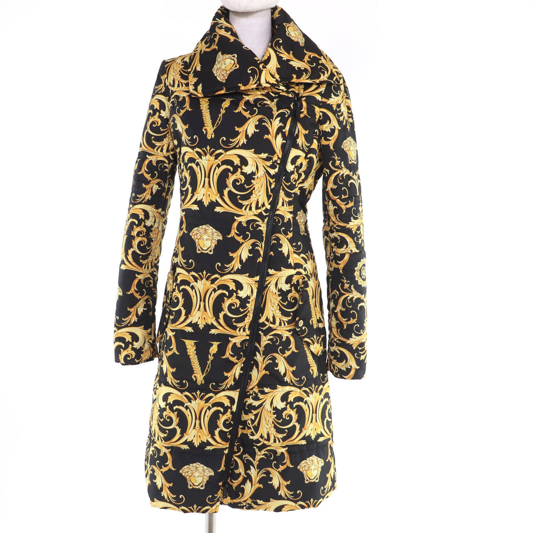 Excellent VERSACE coat Baroque Medusa Pattern Padded Long Jacket 38 1007933