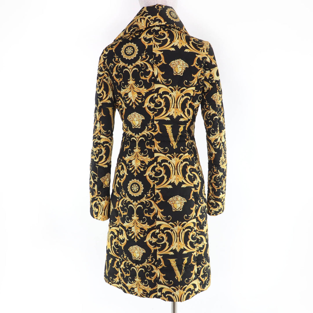 Excellent VERSACE coat Baroque Medusa Pattern Padded Long Jacket 38 1007933
