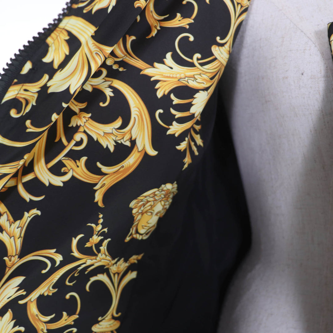 Excellent VERSACE coat Baroque Medusa Pattern Padded Long Jacket 38 1007933