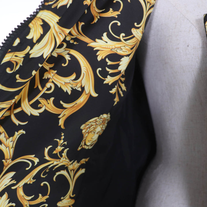 Excellent VERSACE coat Baroque Medusa Pattern Padded Long Jacket 38 1007933